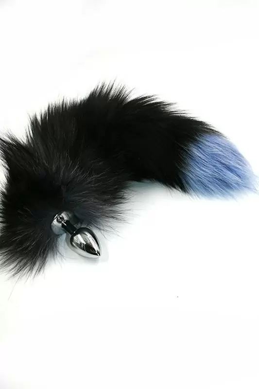 Маленькая алюминиевая анальная пробка Kanikule Small с хвостом из натурального меха – серебристый