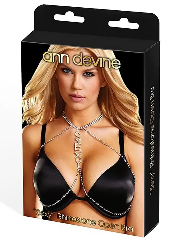 Украшение для груди Ann Devine - Sexy Rhinestone Open Bra – серебристый