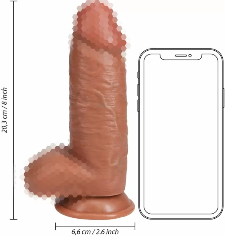 Реалистичный фаллоимитатор Shots Toys Extra Thick Straight with Balls с мошонкой, на присоске, с набухшими венами, 20,3 см х 6,6 см, ПВХ