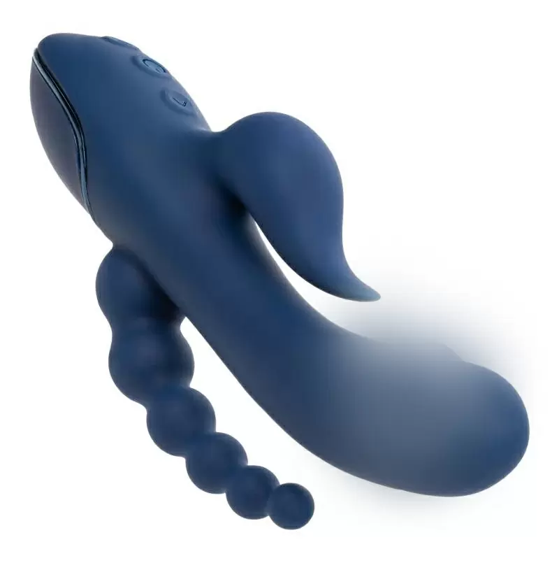 Тройной вибратор III Triple Orgasm, 20,5 см, 20 режимов, синий