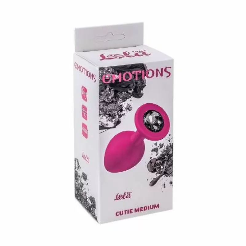 Анальная пробка Emotions Cutie Medium Pink black crystal 4012-01Lola
