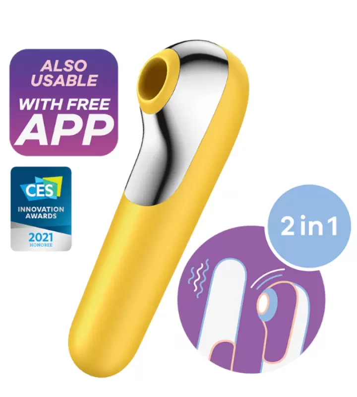 Вакуумно-волновой вибратор Dual Love (желтый)