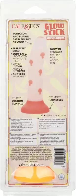 Светящийся фаллоимитатор California Exotic Novelties Glow Stick Mushroom, 15,2 см, силикон, белый с желтым