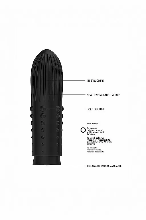 Турбо перезарежаемая вибропуля Lush (черная)