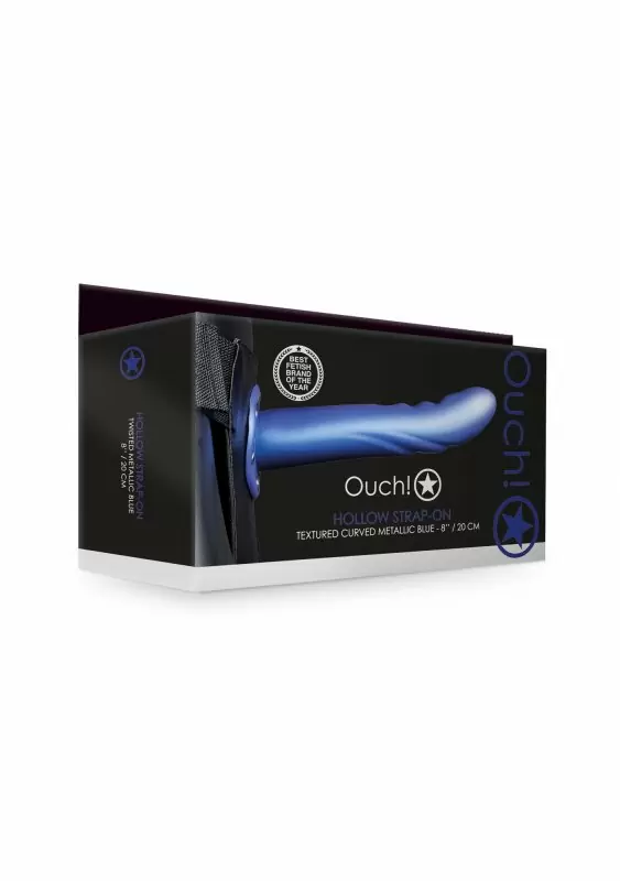 Страпон фаллопротез с ребристой подкрученной фактурой без мошонки - 8'' / 20 см