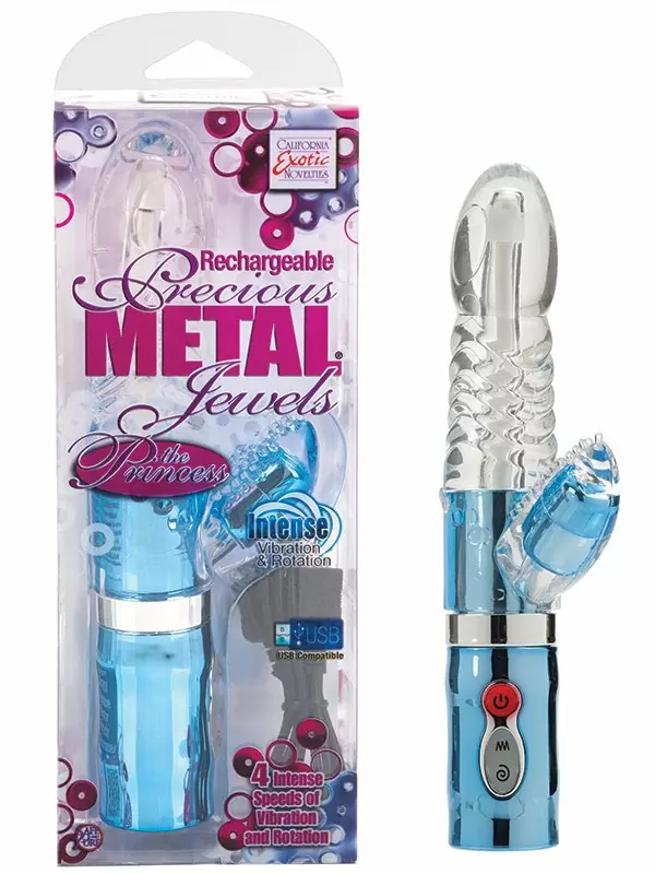 Хай-тек вибромассажер Precious Metal Jewels The Princess перезаряжаемый – голубой