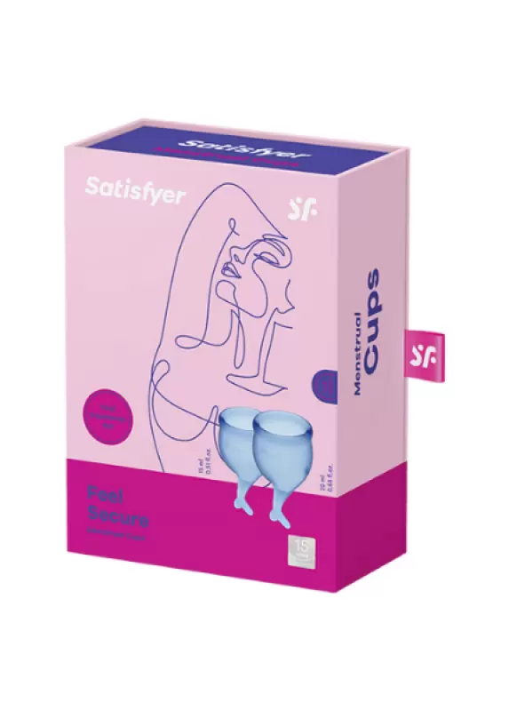 Набор менструальных чаш Satisfyer Feel secure Menstrual Cup, 15 и 20 мл, силикон, синий 