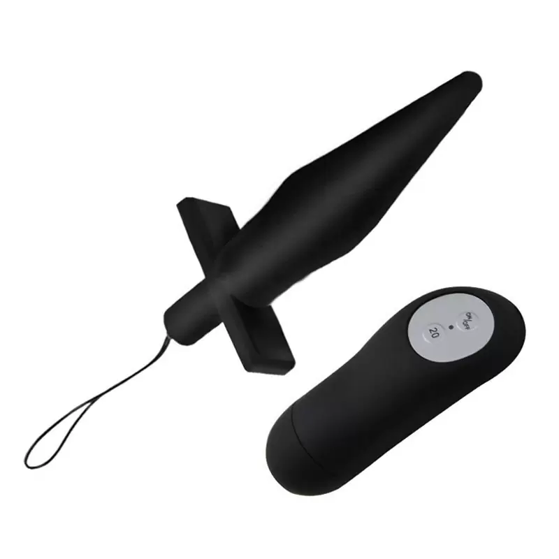 Многофункциональная анальная пробка Baile Butt Plug с вибрацией и беспроводным пультом управления – черный