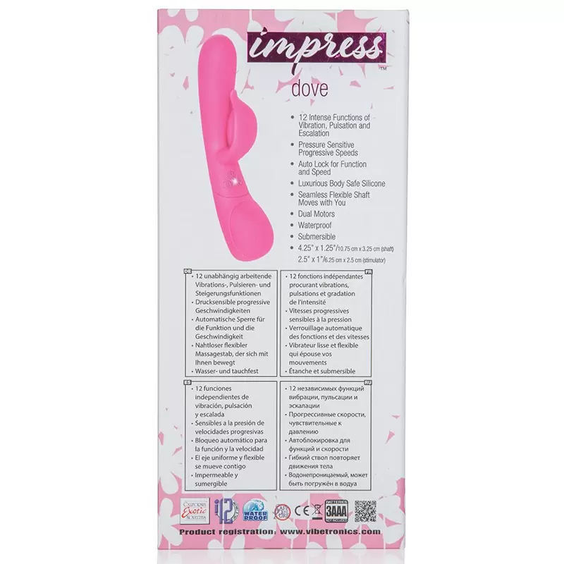 Вибромассажер Impress Dove со стимуляцией клитора – розовый