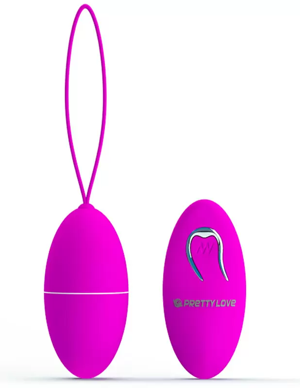 Гладкое виброяйцо PrettyLove Joanne, с пультом Д/У, 7,5 см, 12 режимов, фиолетовый