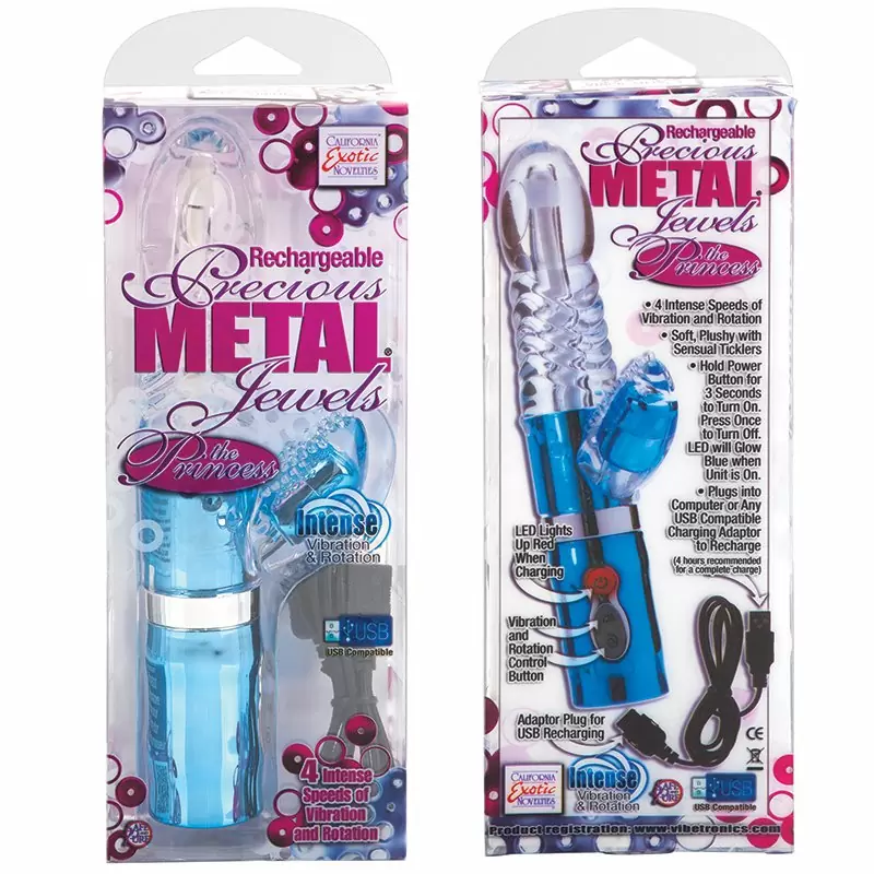 Хай-тек вибромассажер Precious Metal Jewels The Princess перезаряжаемый – голубой