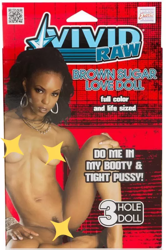 Надувная секс-кукла Vivid Raw Brown Sugar Love Doll, 3 отверстия, мулатка