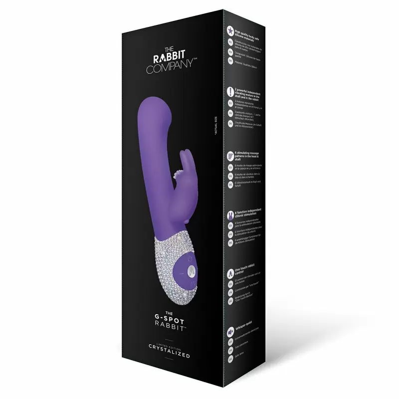 Изысканный вибратор с усиленной стимуляцией точки G и кристаллами The Rabbit Company The G-Spot Rabbit Crystal – виноградный