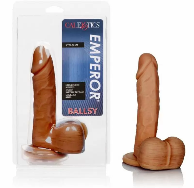 Реалистичный фаллоимитатор  Emperor Balls с мошонкой - мулат