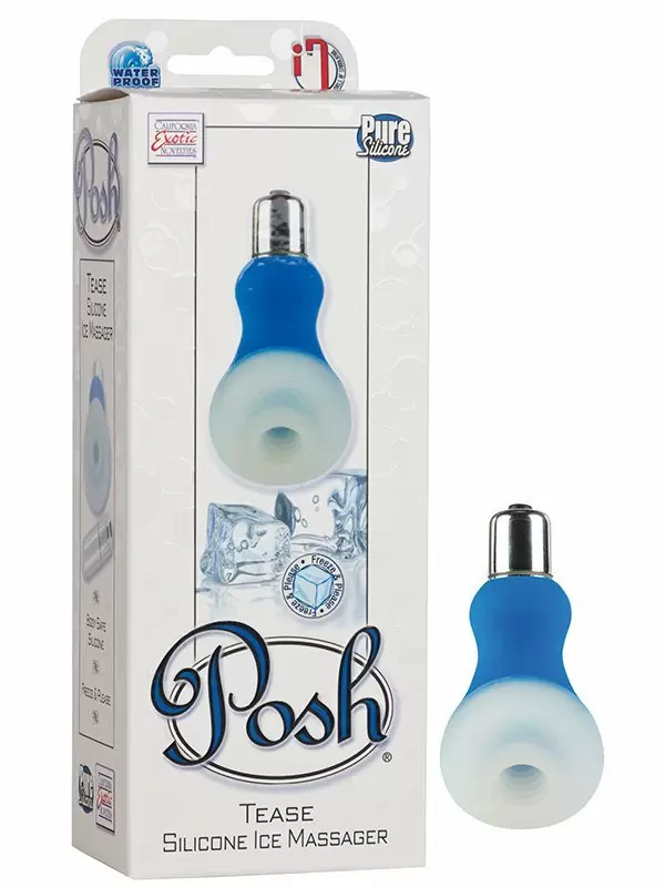 Мини-вибратор с охлаждающим эффектом Posh Silicone Ice Massager Tease – синий