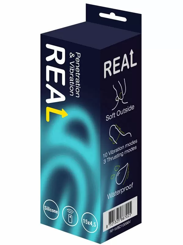 Реалистичный фаллоимитатор REAL, с функцией пенетрации, с пультом Д/У, 20,5 см, ТПЕ