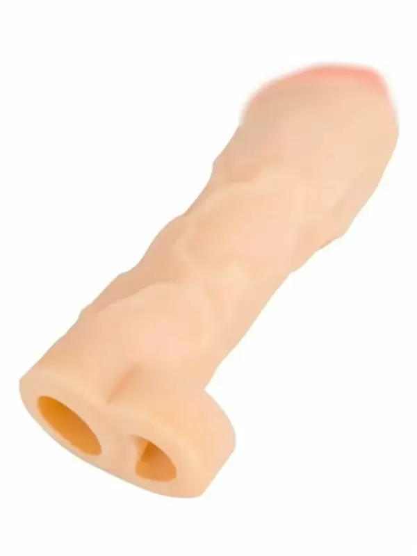Реалистичная закрытая насадка на пенис T&ampB Extension, 17 см, с подхватом мошонки, ТПЕ, телесный