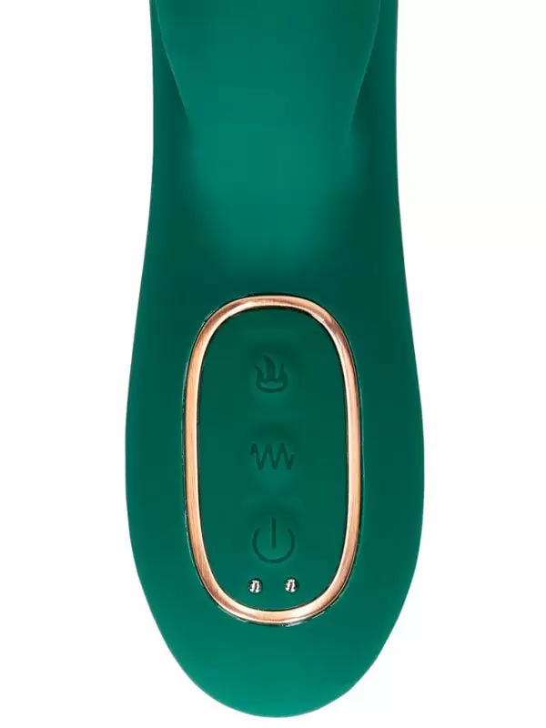 Вибратор-кролик Shots Toys Thrusting and Warming Rabbit Vibrator , 15 режимов, с функцией «поступательное движение», зелёный