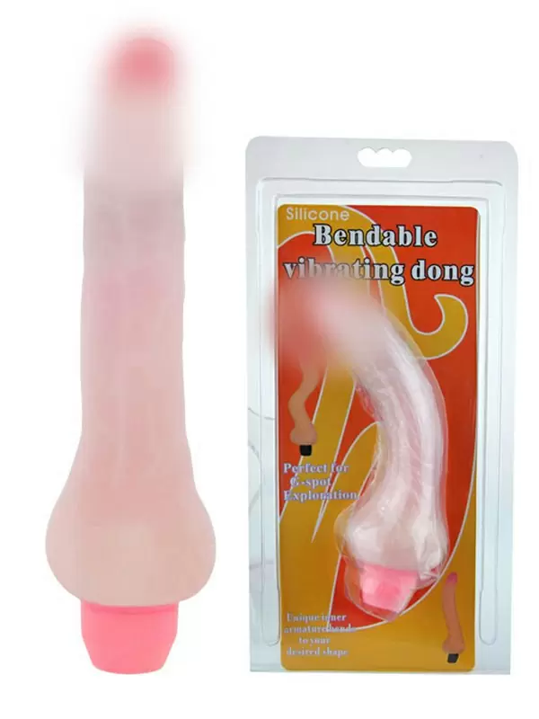 Вибратор-реалистик Bendable Vibarating Dong с мошонкой и гибким хребтом – телесный