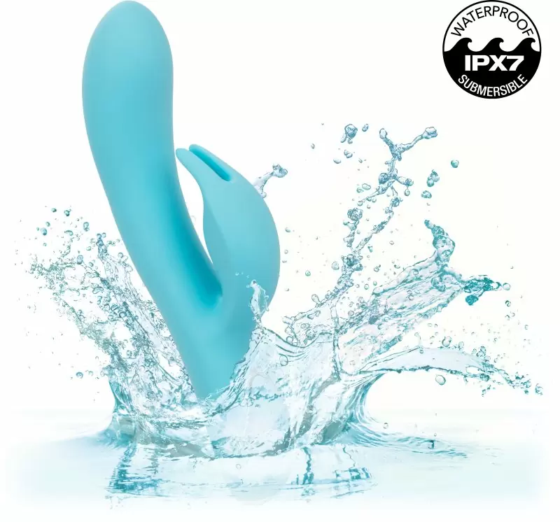 Изогнутый вибратор-кролик AZURE COLLECTION - BUNNY G, 22,8 см, силикон, голубой