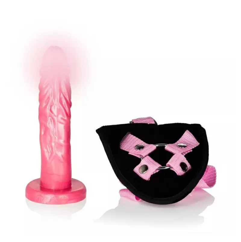 Реалистичный страпон Shane's World Pink Harness with Stud - 19 см.