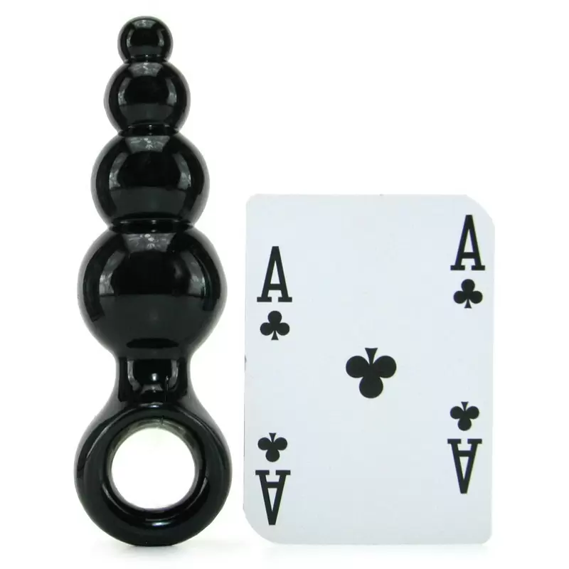 Анальная пробка с кольцом Jolie Ripples Large – черная