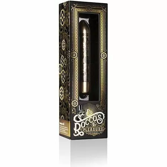 Золотая вибропуля с гравировкой «Halcyon Daze» Rock Off. 9 см, ABS-пластик