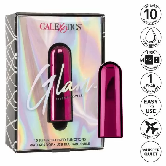Компактная вибропуля Glam - PINK, 9 см, 10 режимов, розовый