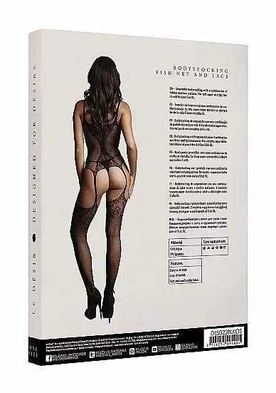Кетсьюит Fishnet and Lace Bodystocking — сексуальный боди-комбинезон из сетки и кружева