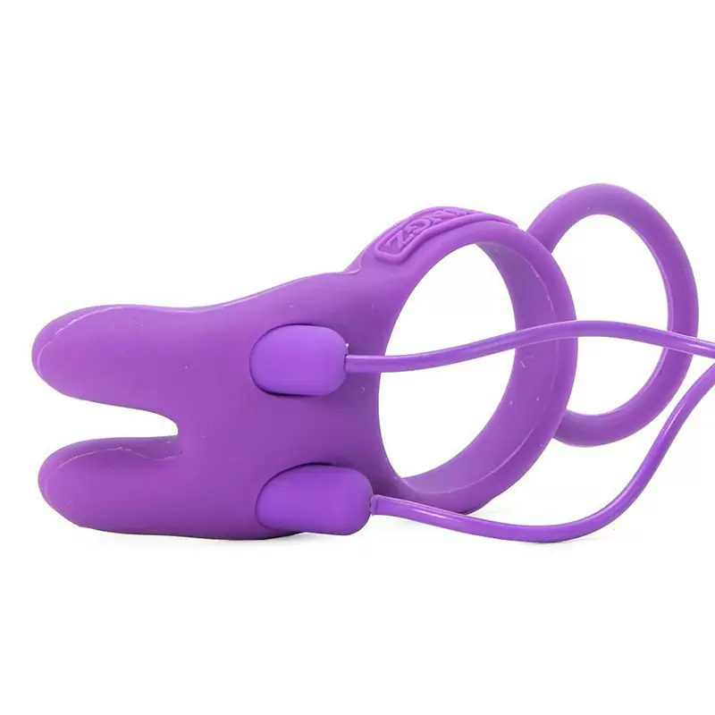 Эрекционное кольцо Twin Teazer Rabbit Ring с вибрацией – фиолетовый