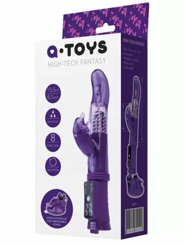 Вибратор-ротатор с клиторальным стимулятором дельфинчиком TOYFA A-Toys – фиолетовый