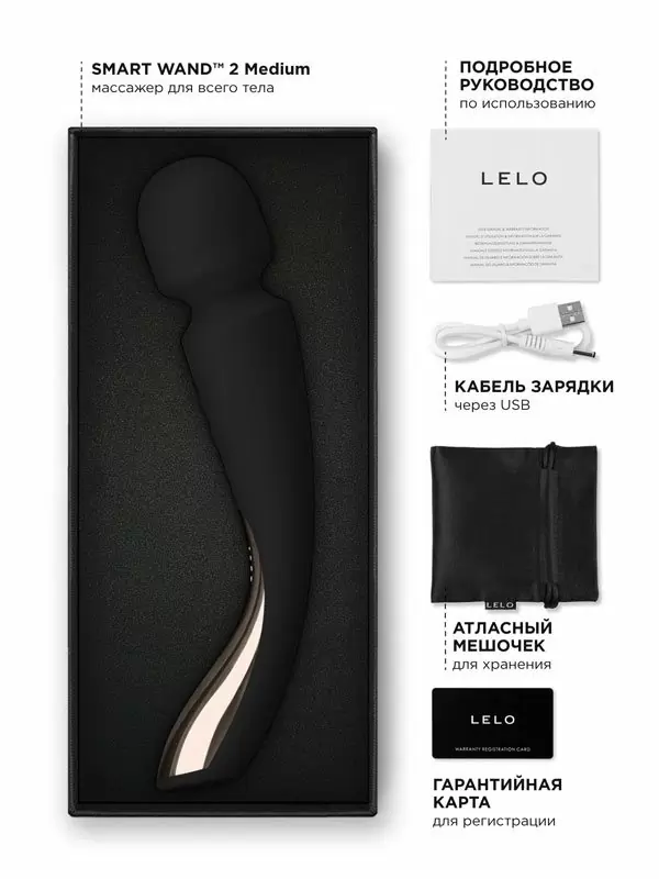 Мощный вибратор Lelo Smart Wand 2 Medium, 10 режимов, 21 см, силикон