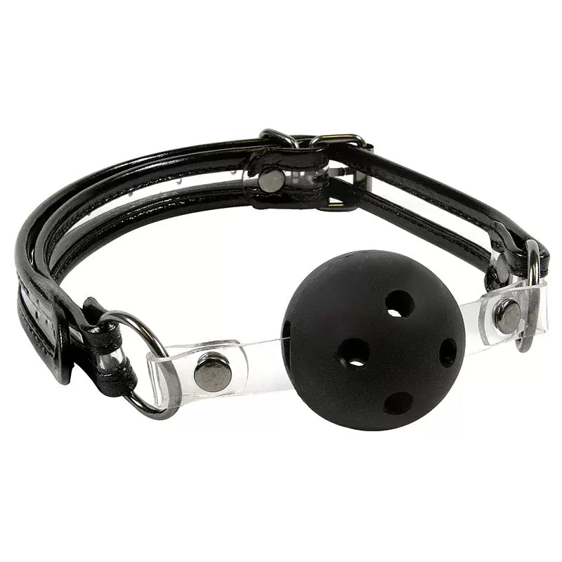 Кляп Bare Bondage Ball Gag с виниловыми креплениями – черный