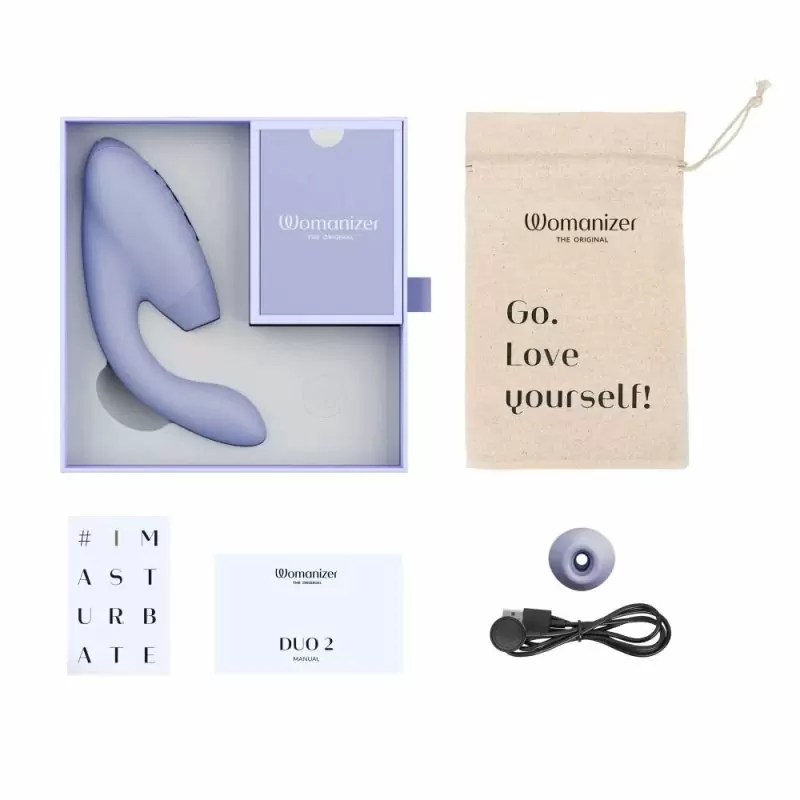 Инновационный вибратор-кролик Womanizer Duo 2 Petrol, технология Pleasure Air, сиреневый