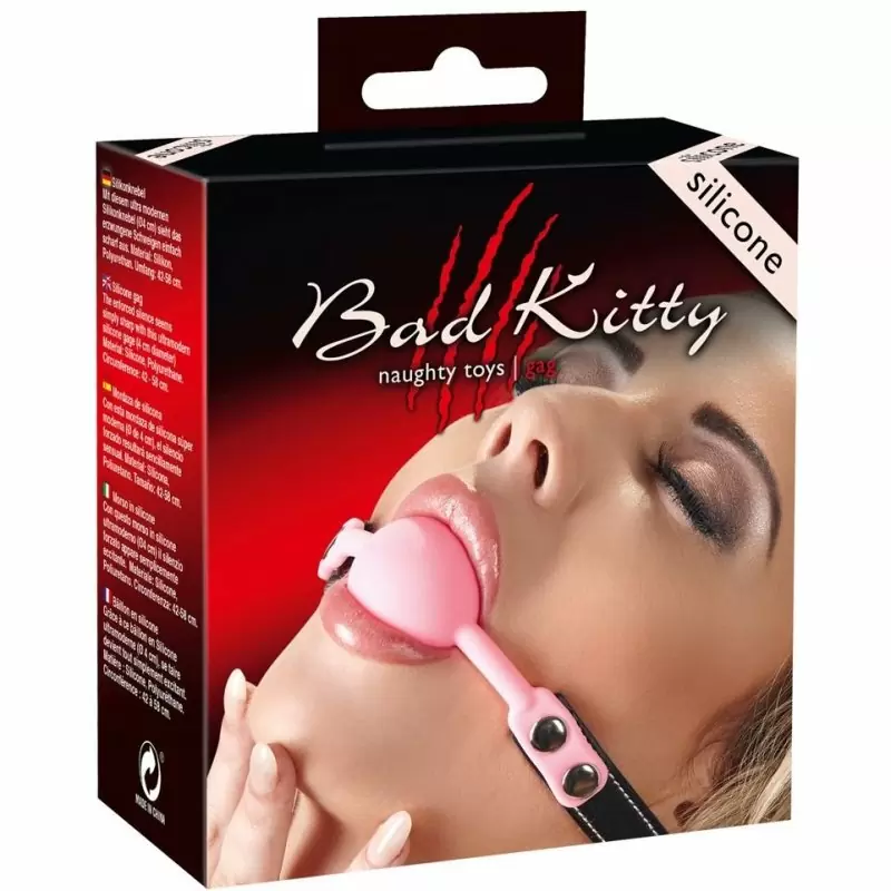 Фиолетовый безремневой анальный страпон «Natural Seduction» и Кляп с фиксацией на голове Bad Kitty «Knebel»  