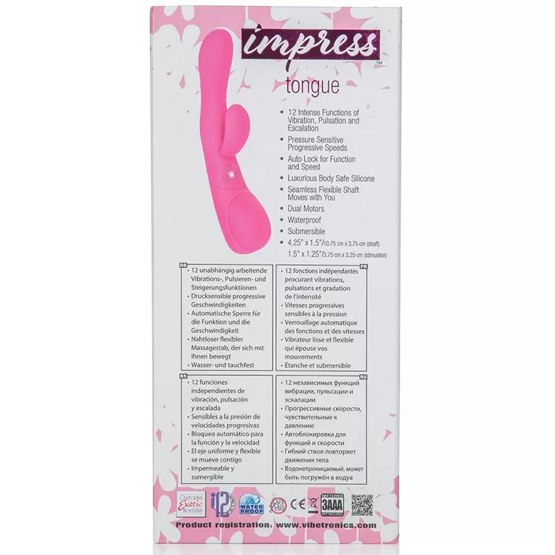 Вибромассажер Impress Tongue со стимуляцией клитора – розовый