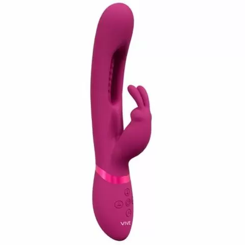 Вибратор-кролик Shots Toys Mika с язычком для стимуляции точки G, с тремя моторами, 30 режимов, с функцией мгновенного оргазма, перезаряжаемый, розовый