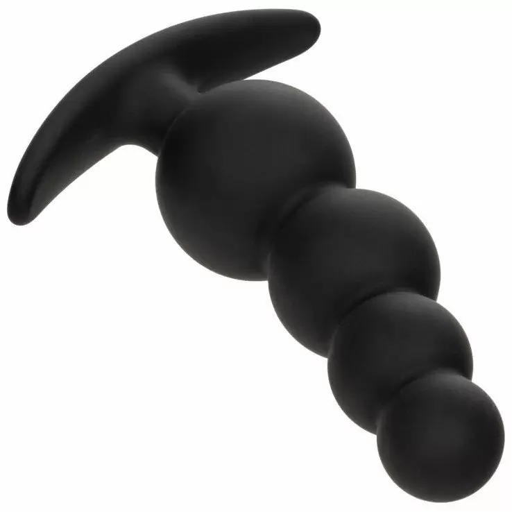 Носимая анальная елочка Boundless Beaded Plug, 9 см, 4 бусины, черный