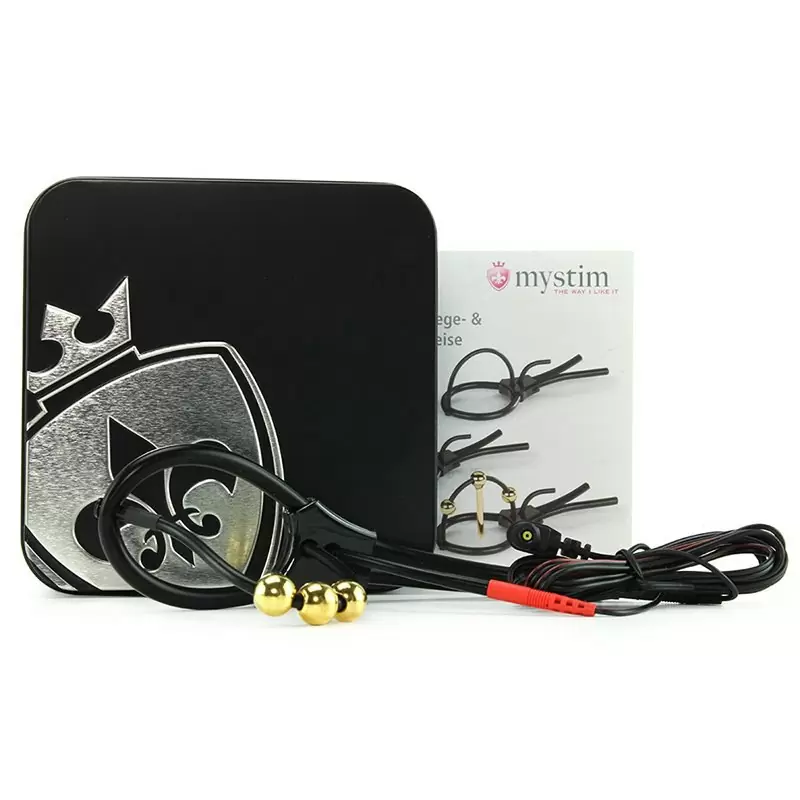 Электросбруя для головки пениса Pearly Pete с тремя шариками-электродами – черный