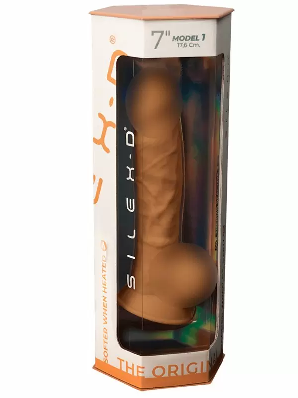 Реалистичный фаллоимитатор SILEXD Model 1 с мошонкой, 17,6 см, силикон, телесный