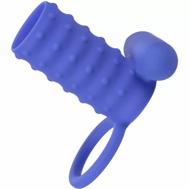 Ребристое виброкольцо-насадка Silicone Rechargeable Endless Desires Enhancer, 10,25 см, силикон, синий 