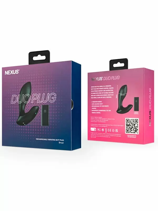 Анальная вибровтулка Nexus Duo Plug Small, 6 скоростей, 7,8 см, черный