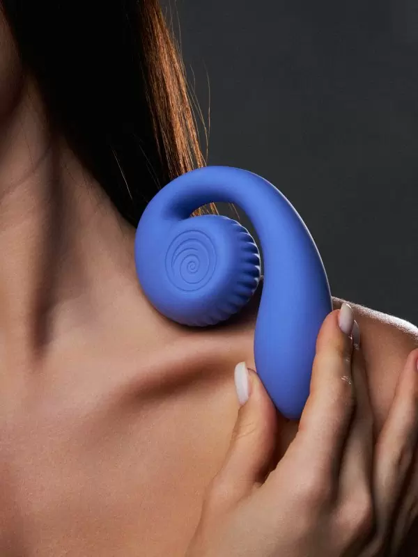 Голубой анатомический вибратор SVibe GIZI Lite с 2 моторами и 5 режимами, 12 см