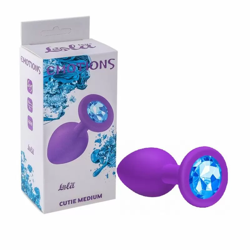 Анальная пробка Emotions Cutie Medium Purple light blue crystal 4012-05Lola