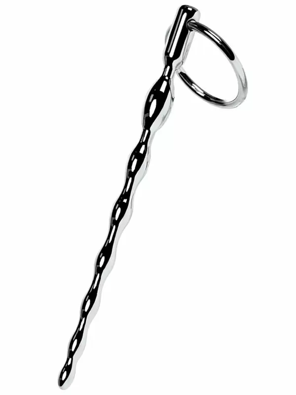 Уретральный плаг-косичка с кольцом в основании TOYFA Metal – серебристый