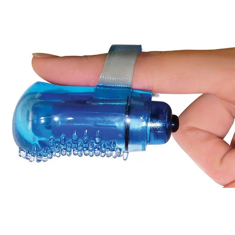 Вибростимулятор на палец Screaming O - Fing O с щетинками – синий