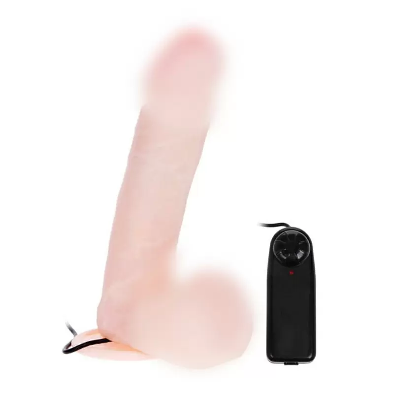 Мультискоростной вибратор-реалистик Dong с мошонкой на присоске – телесный