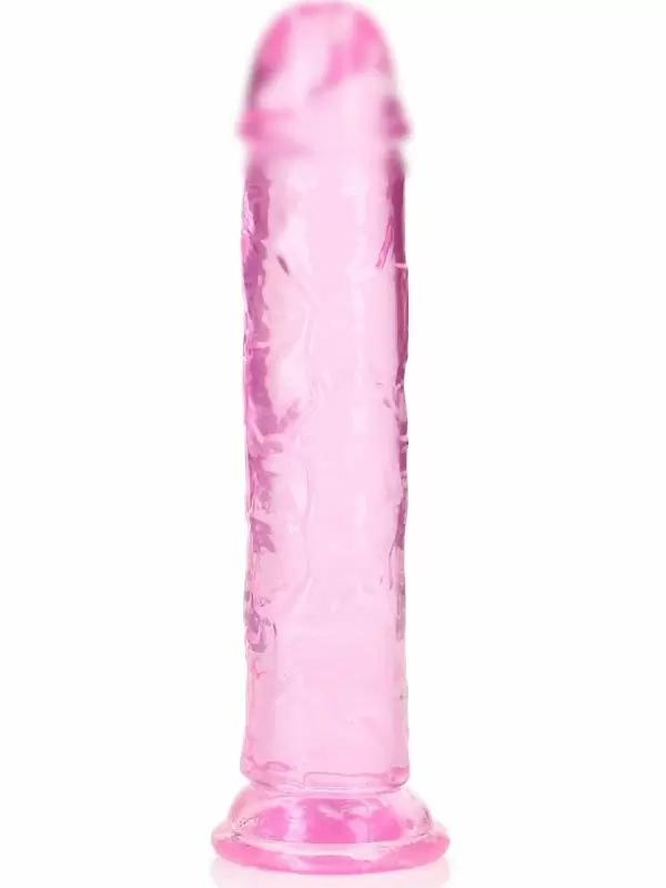 Реалистичный фаллоимитатор RealRock Straight Realistic, 20 см, ТПЕ, прозрачный розовый