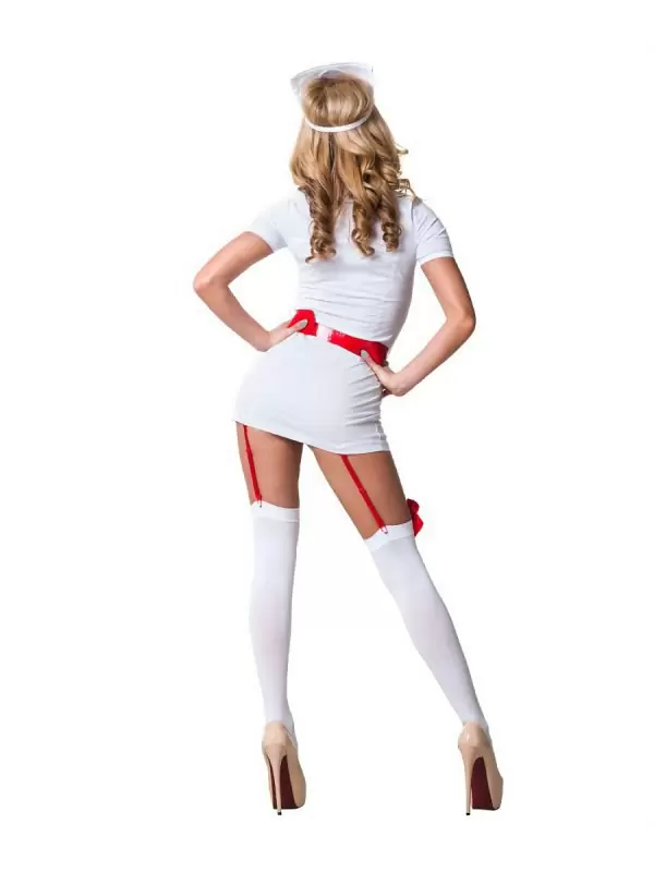 Эротический игровой костюм Le Frivole Похотливая Медсестра – белый, L/XL