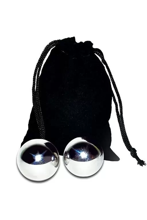 Набор Kanikule Geisha: вагинальные шарики Ben-wa и сужающий лубрикант - серебристый